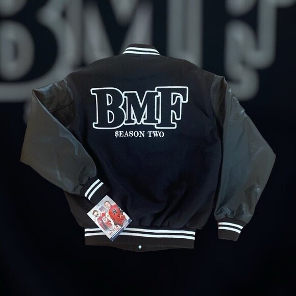 Game Sportswear Varsity Jacket BMF Black Mafia Family Season 2 Crew Jacket M - Picture 10 of 10